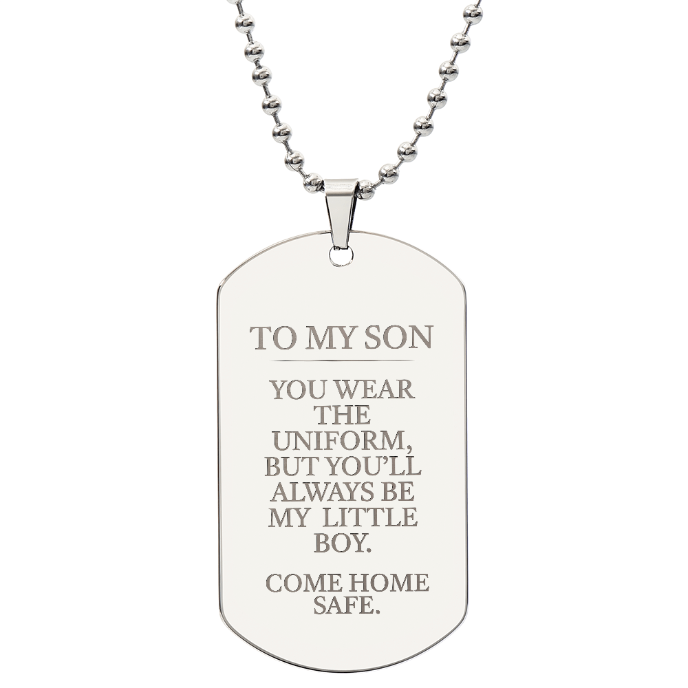 Come Home Safe - Military Son Engraved Dog Tag Necklace