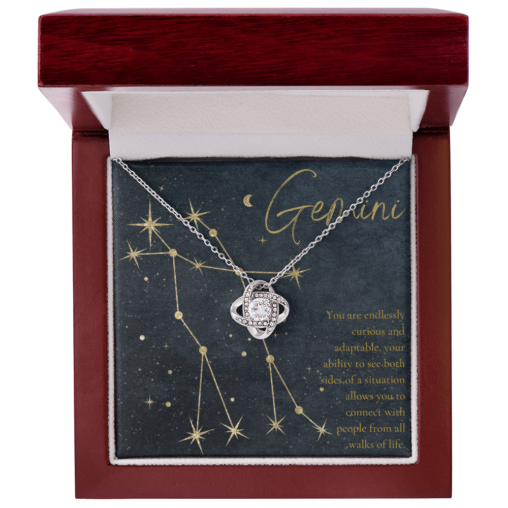 Gemini Zodiac Love Knot Necklace