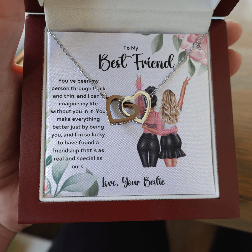 To My Best Friend - Real & Special Friendship Interlocking Hearts Necklace