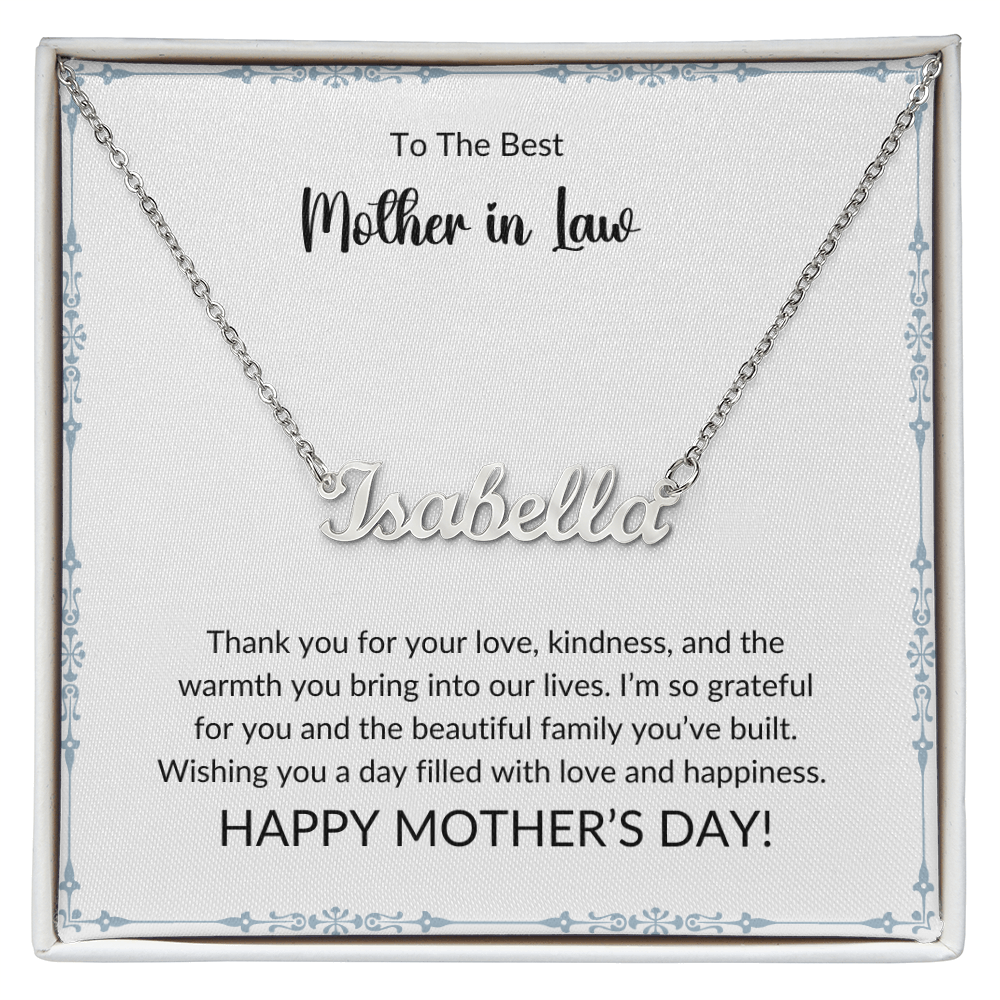 To My Wonderful Mother-In-Law - Forever Grateful Name Necklace