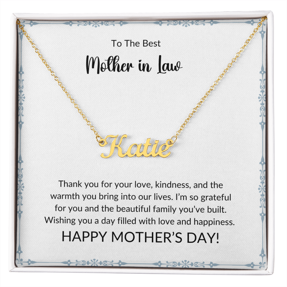 To My Wonderful Mother-In-Law - Forever Grateful Name Necklace