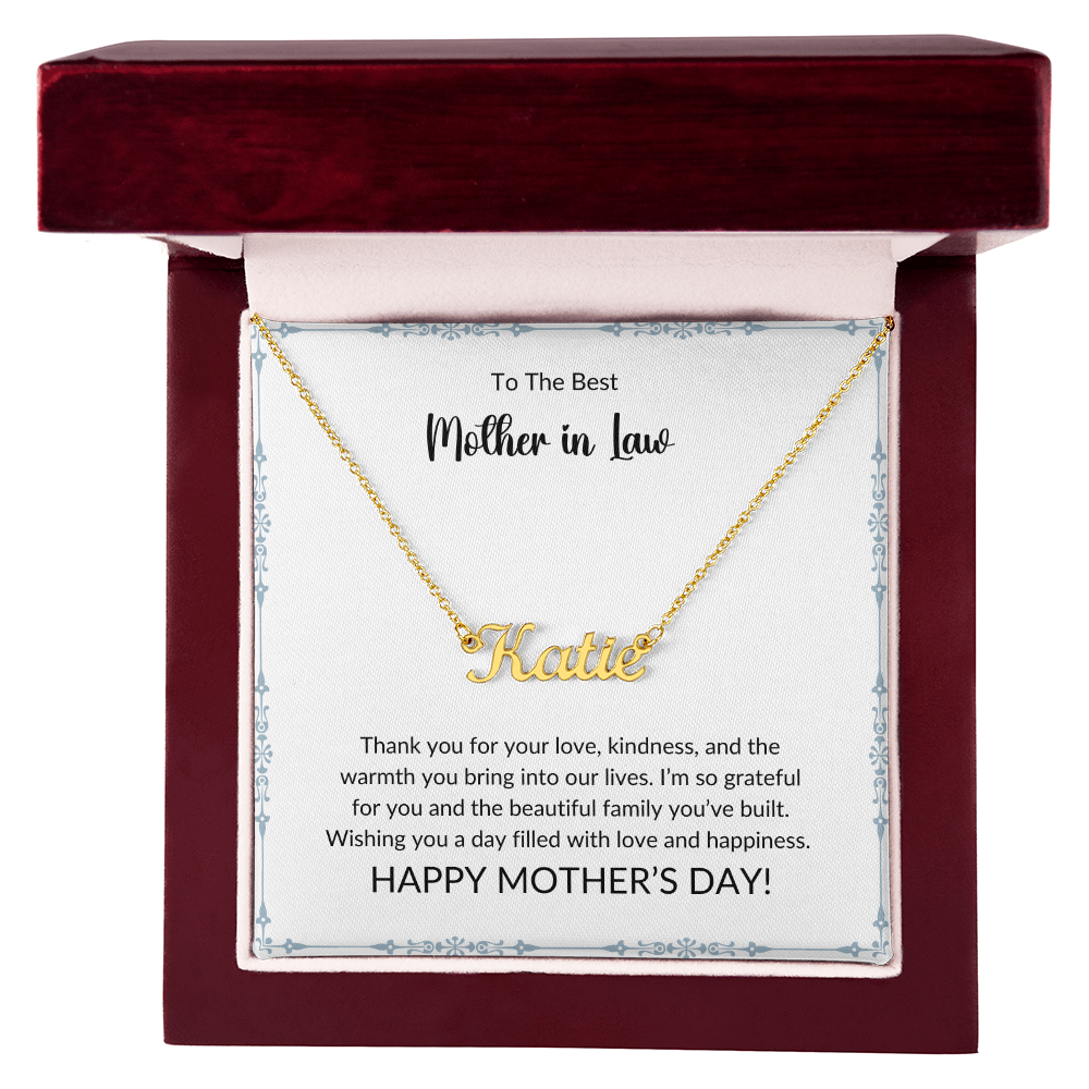 To My Wonderful Mother-In-Law - Forever Grateful Name Necklace