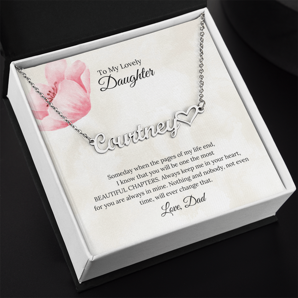 To My Lovely Daughter Heart Name Necklace