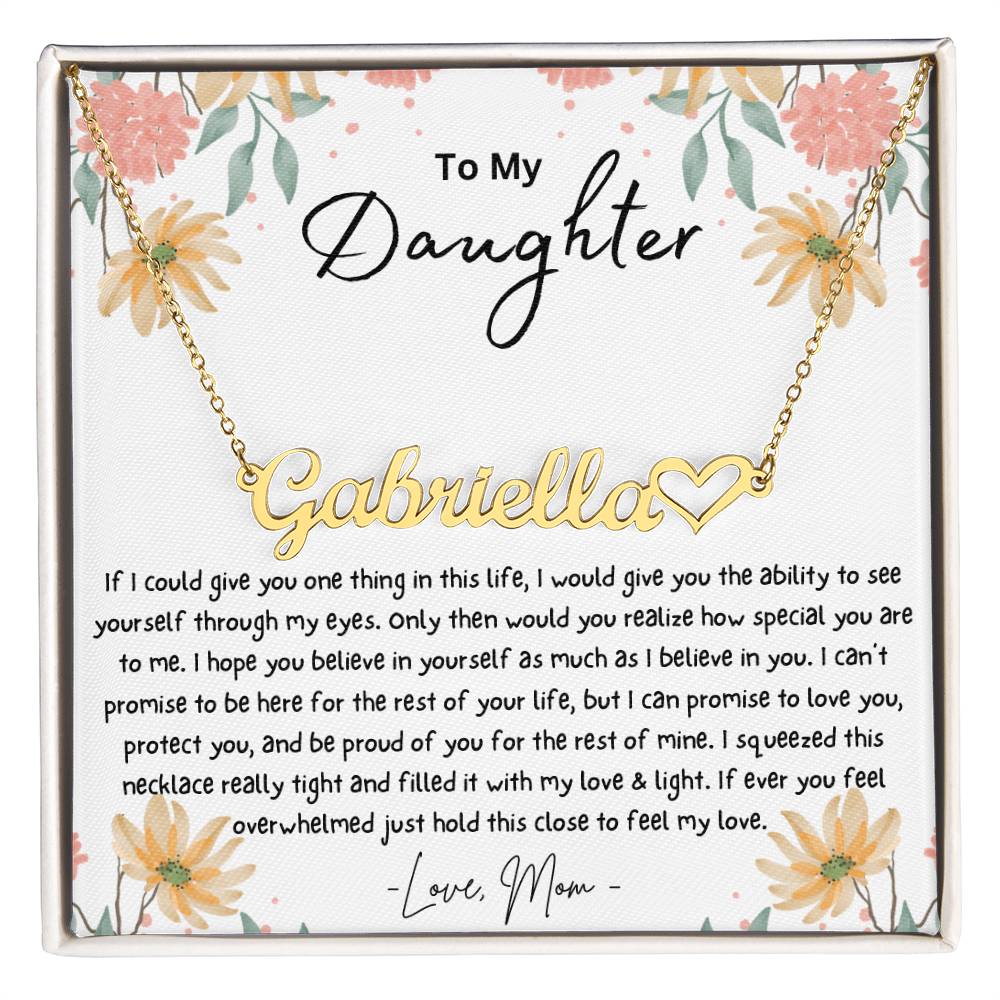 To My Daughter Personalized Name Necklace With Heart Symbol