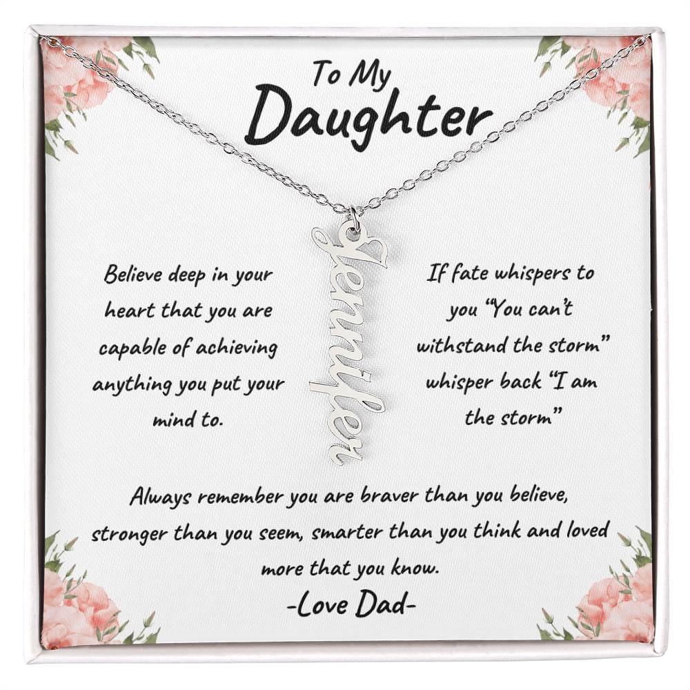 To My Daughter Personalized Vertical Name Necklace