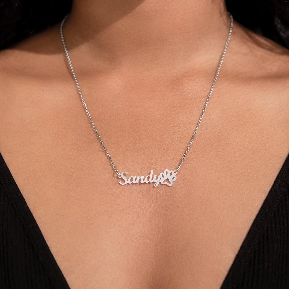 Personalized Paw Print Name Necklace