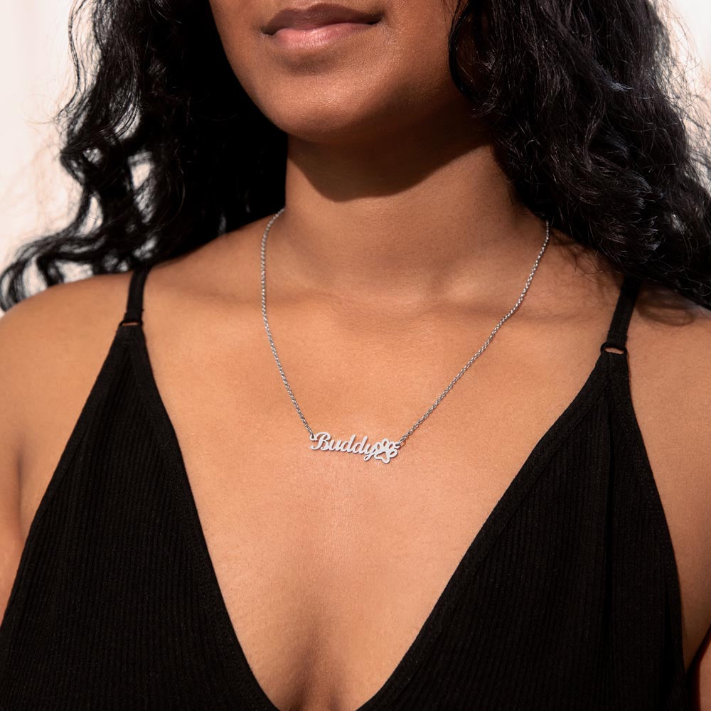 Personalized Paw Print Name Necklace