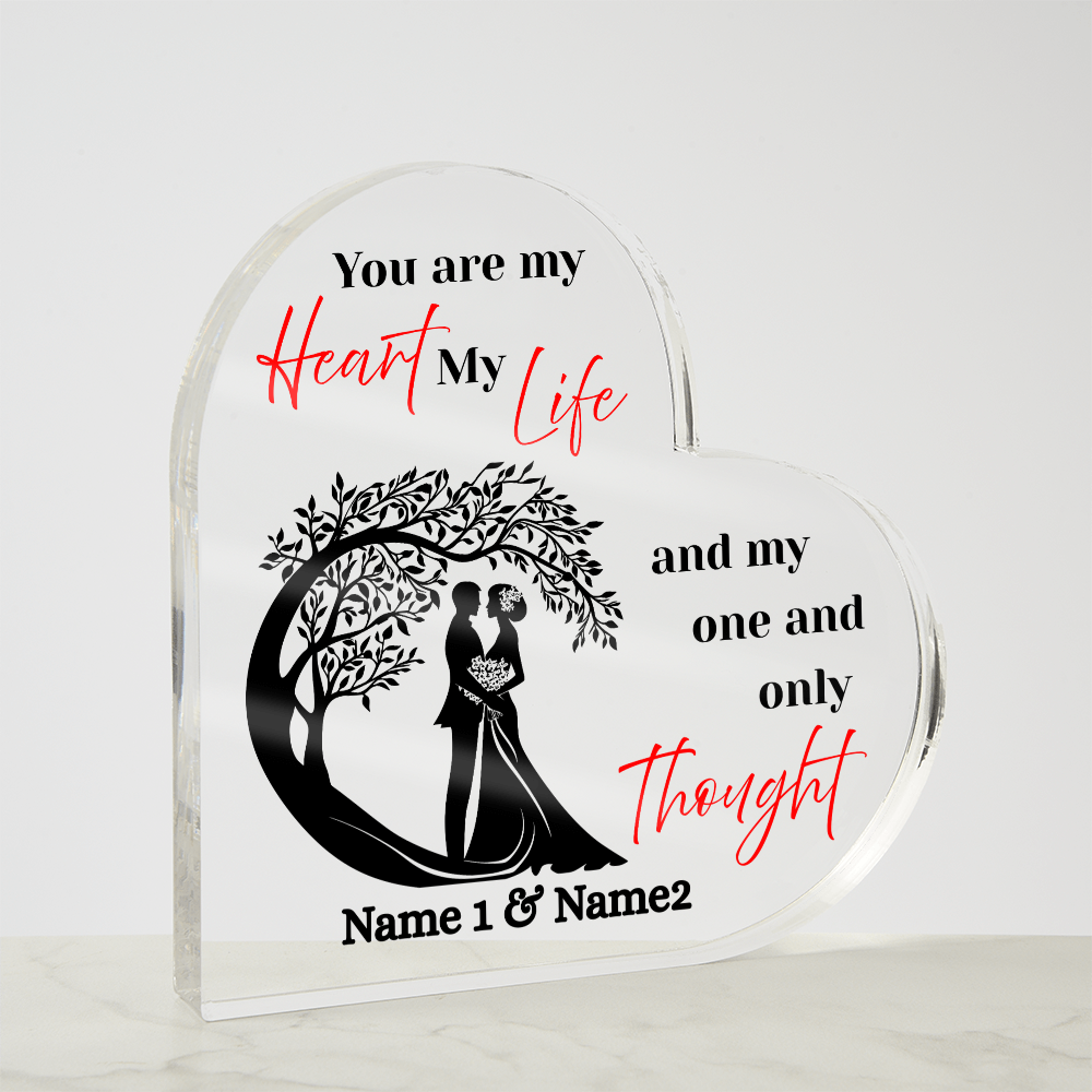 You Are My Heart, My Life, My Every Thought – Personalized Heart Acrylic Gift for Wife or Girlfriend