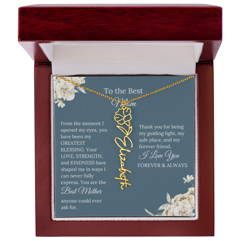 Best Mother Birth Flower Name Necklace Perfect Gift for Mother's Day