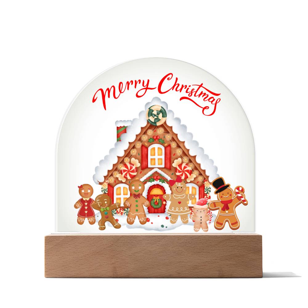 Gingerbread Family - Holiday Greetings - Dome Acrylic Plaque