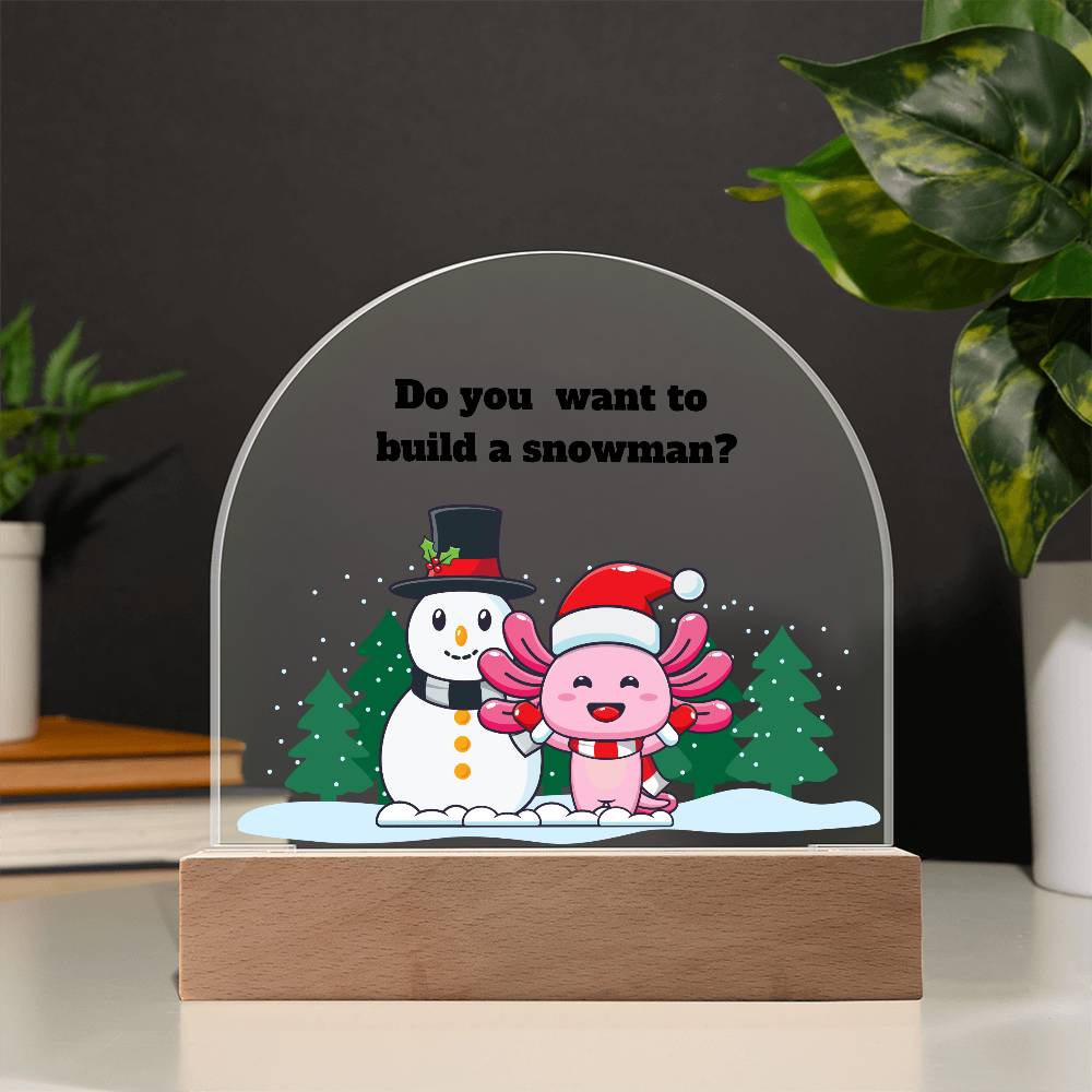 Cute Axolotl, Axolotl Holiday Invitation, Dome Acrylic Plaque Festive Holiday Decoration