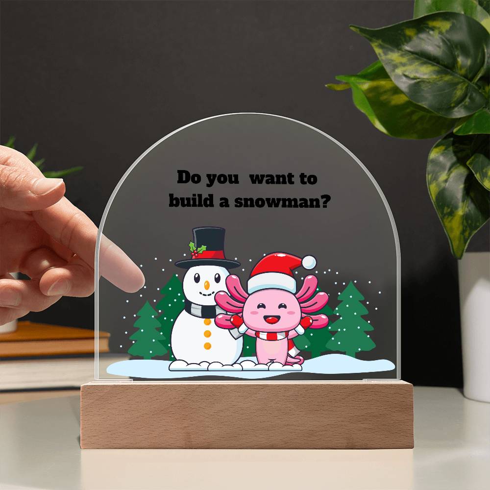 Cute Axolotl, Axolotl Holiday Invitation, Dome Acrylic Plaque Festive Holiday Decoration