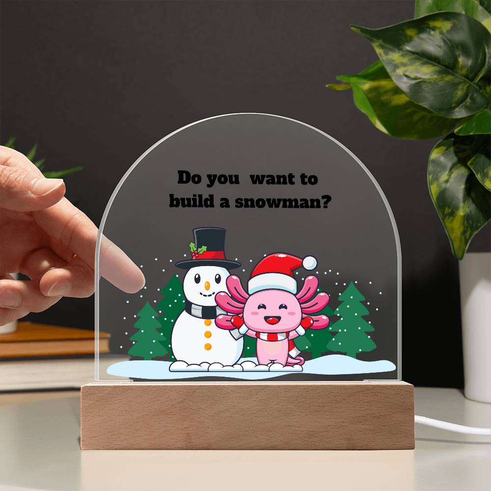 Cute Axolotl, Axolotl Holiday Invitation, Dome Acrylic Plaque Festive Holiday Decoration