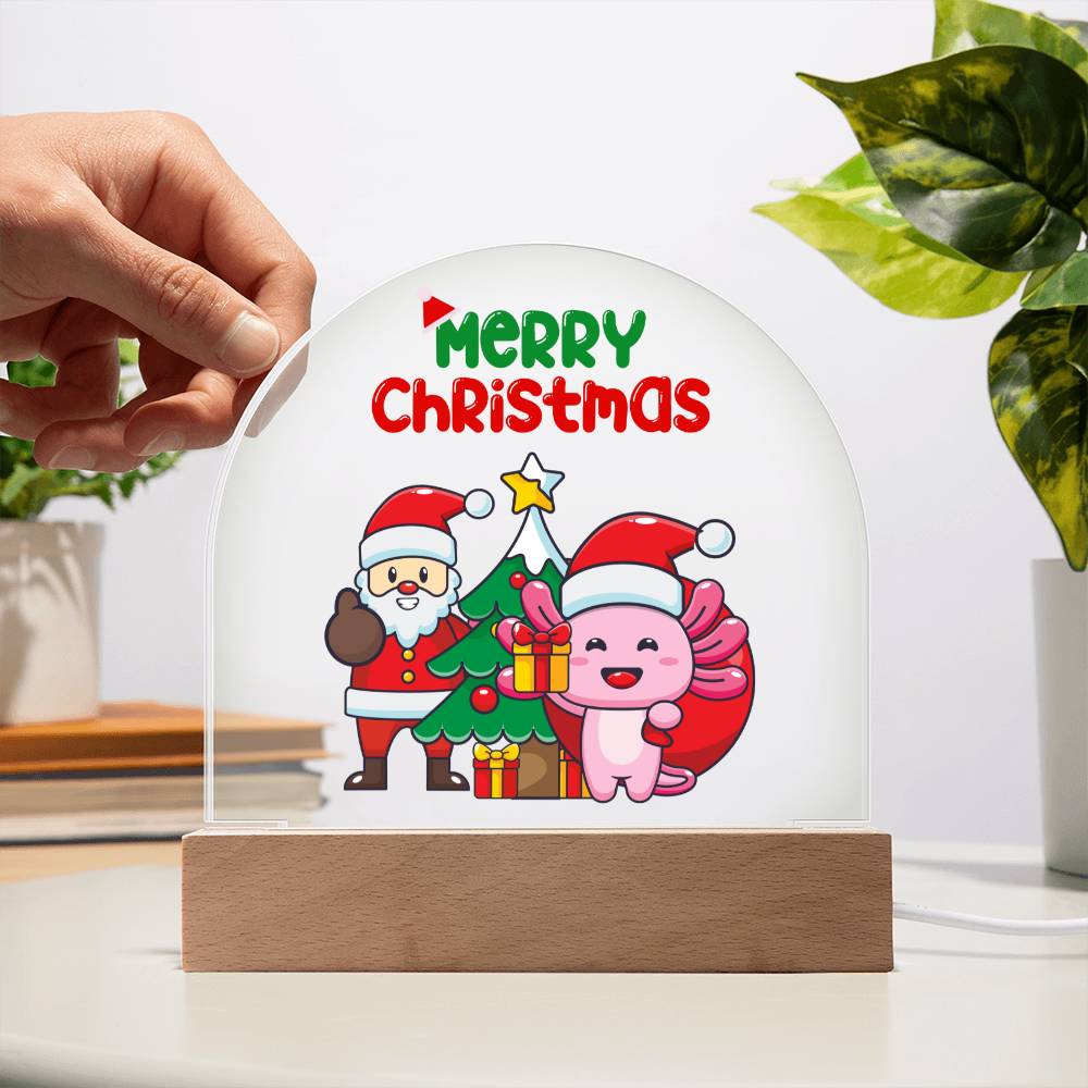 Axolotl's Gift Delivery - Santa's Little Helper - Dome Acrylic Plaque