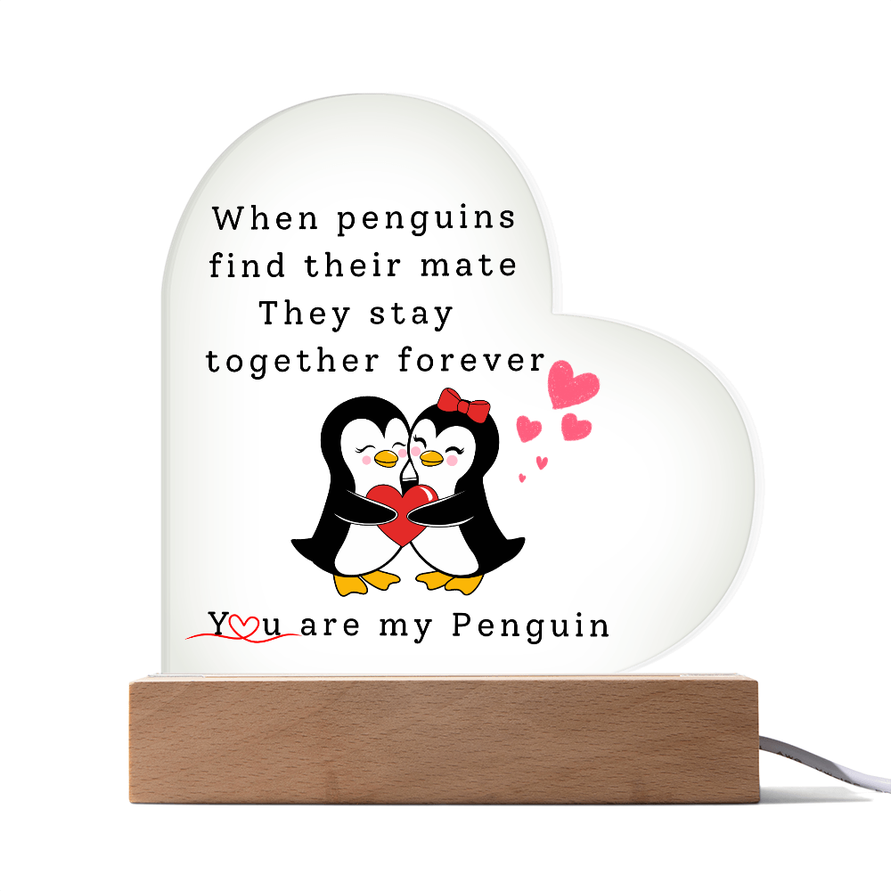 Forever My Penguin: A Love That Lasts Heart Acrylic Plaque, Gift for Her, Valentine's Day Gift