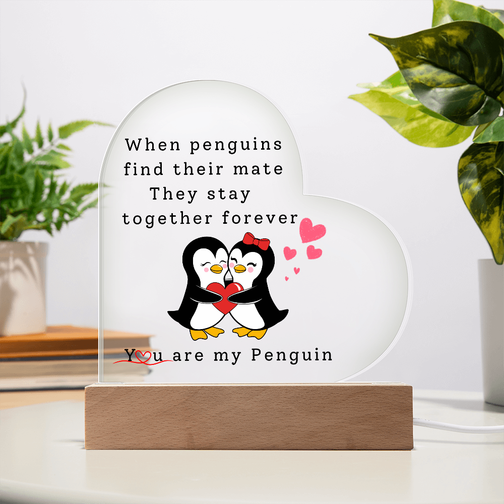 Forever My Penguin: A Love That Lasts Heart Acrylic Plaque, Gift for Her, Valentine's Day Gift