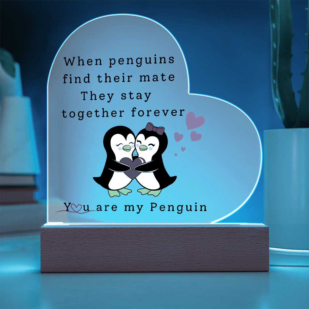 Forever My Penguin: A Love That Lasts Heart Acrylic Plaque, Gift for Her, Valentine's Day Gift