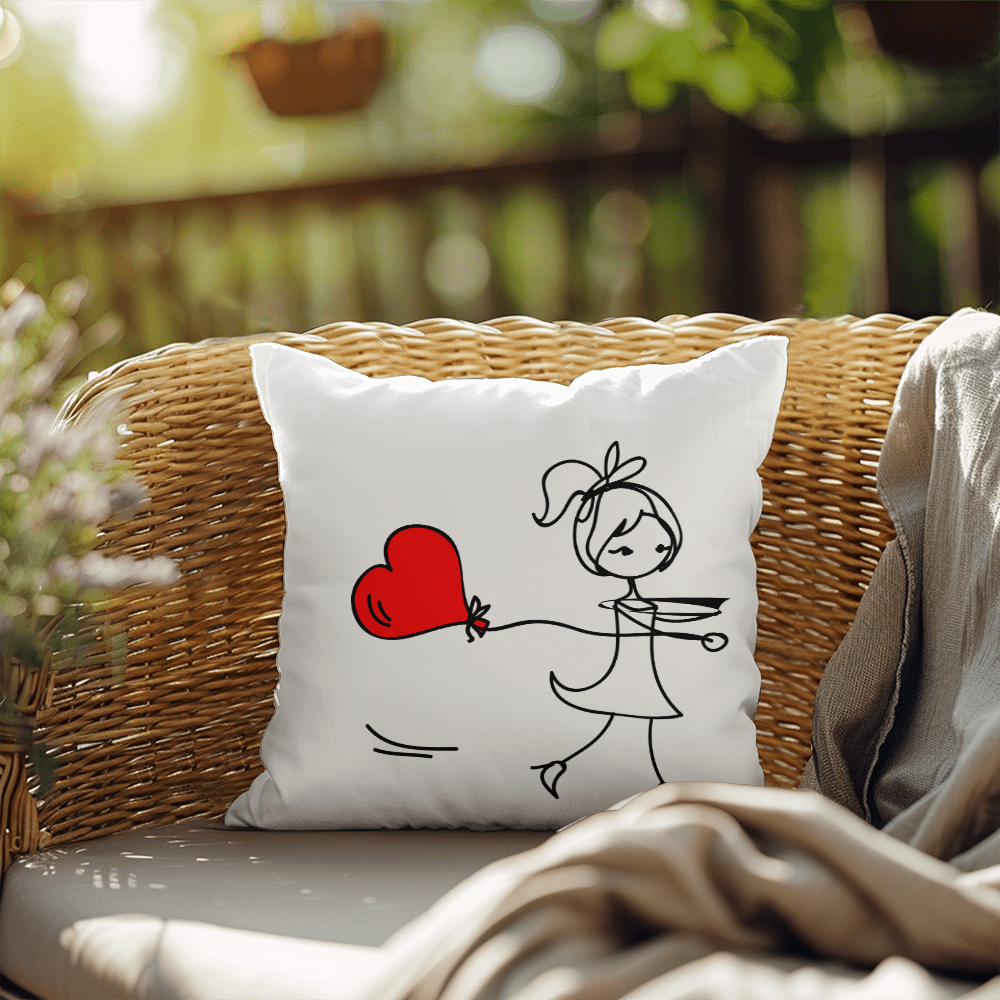 Couples Matching Valentines Day Pillow Girl Heart Balloon