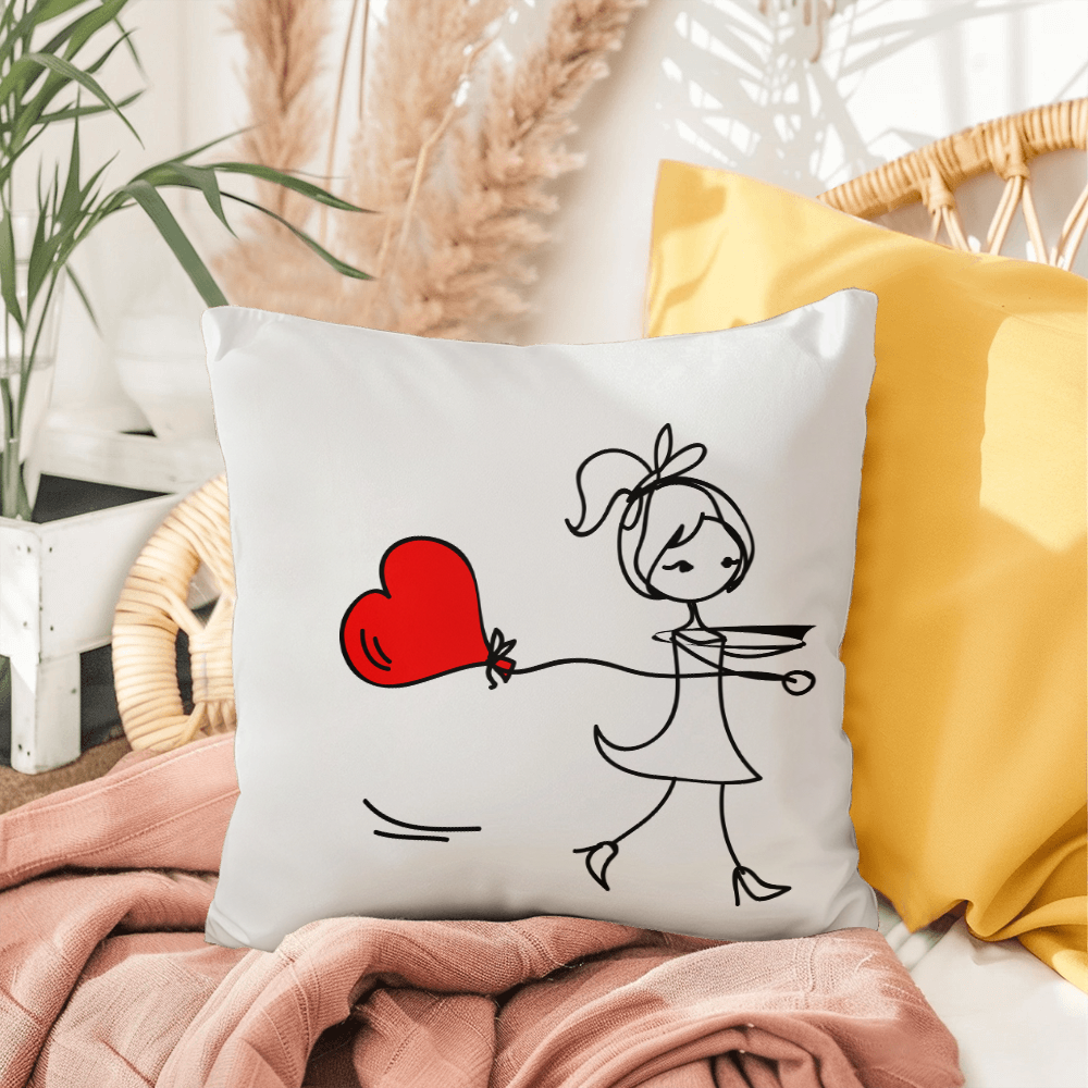 Couples Matching Valentines Day Pillow Girl Heart Balloon