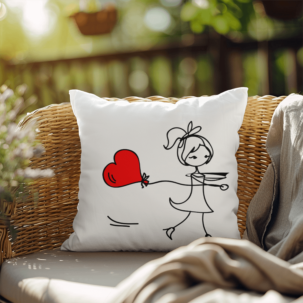 Couples Matching Valentines Day Pillow Girl Heart Balloon