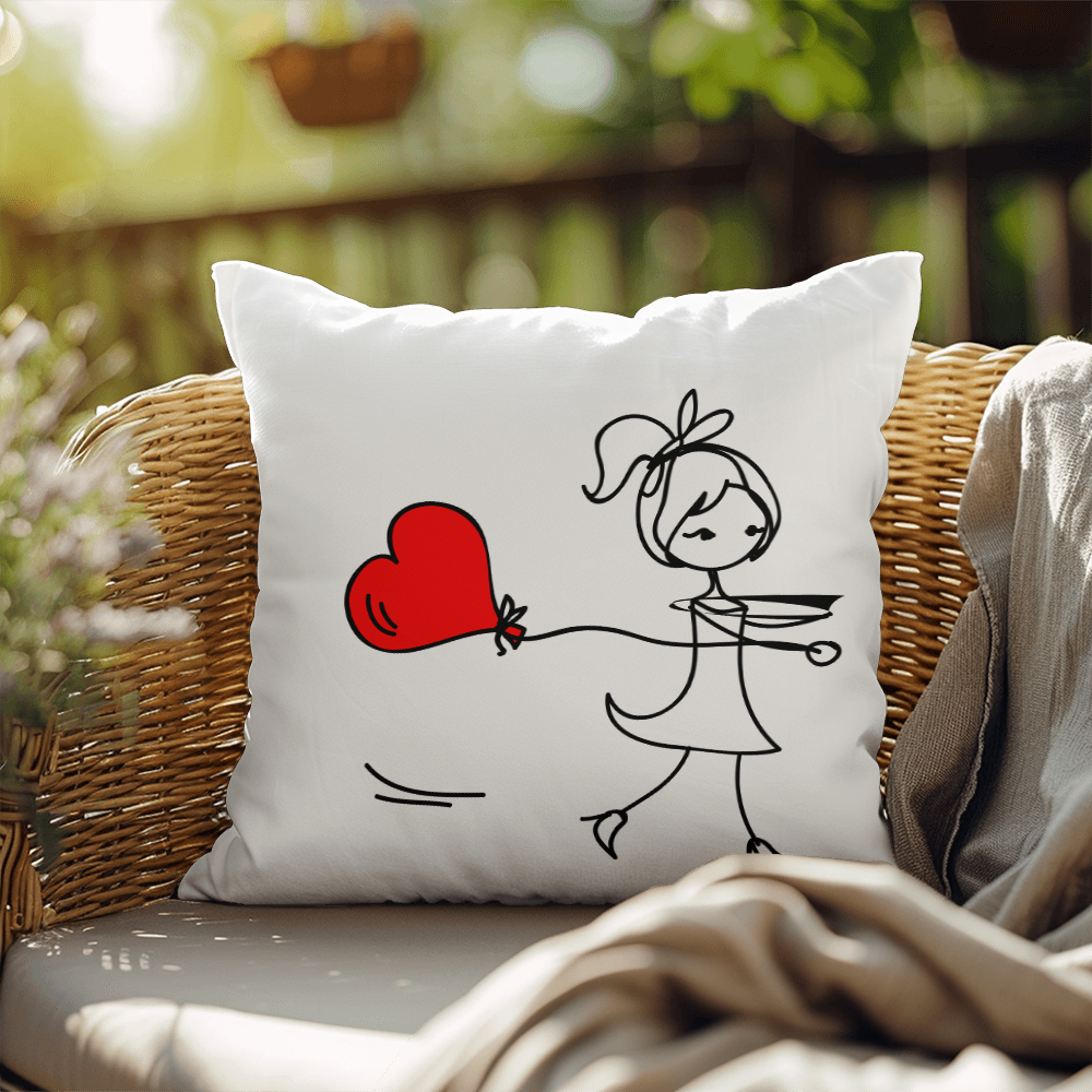 Couples Matching Valentines Day Pillow Girl Heart Balloon