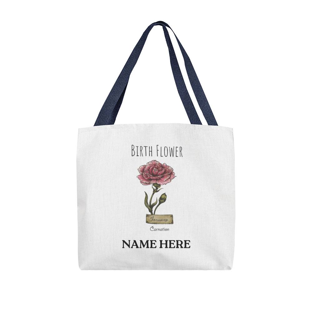 January Birth Flower - Carnation - with Custom Name Classic Tote Bag