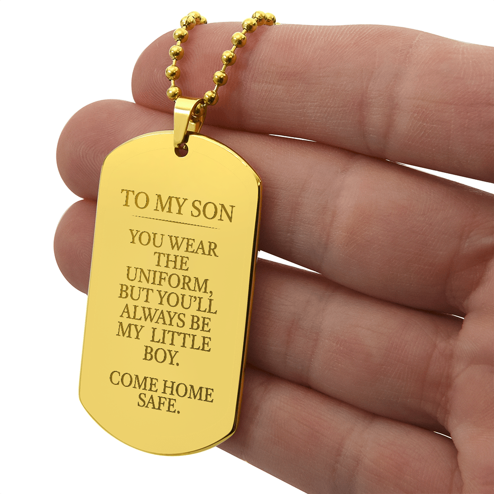 Come Home Safe - Military Son Engraved Dog Tag Necklace