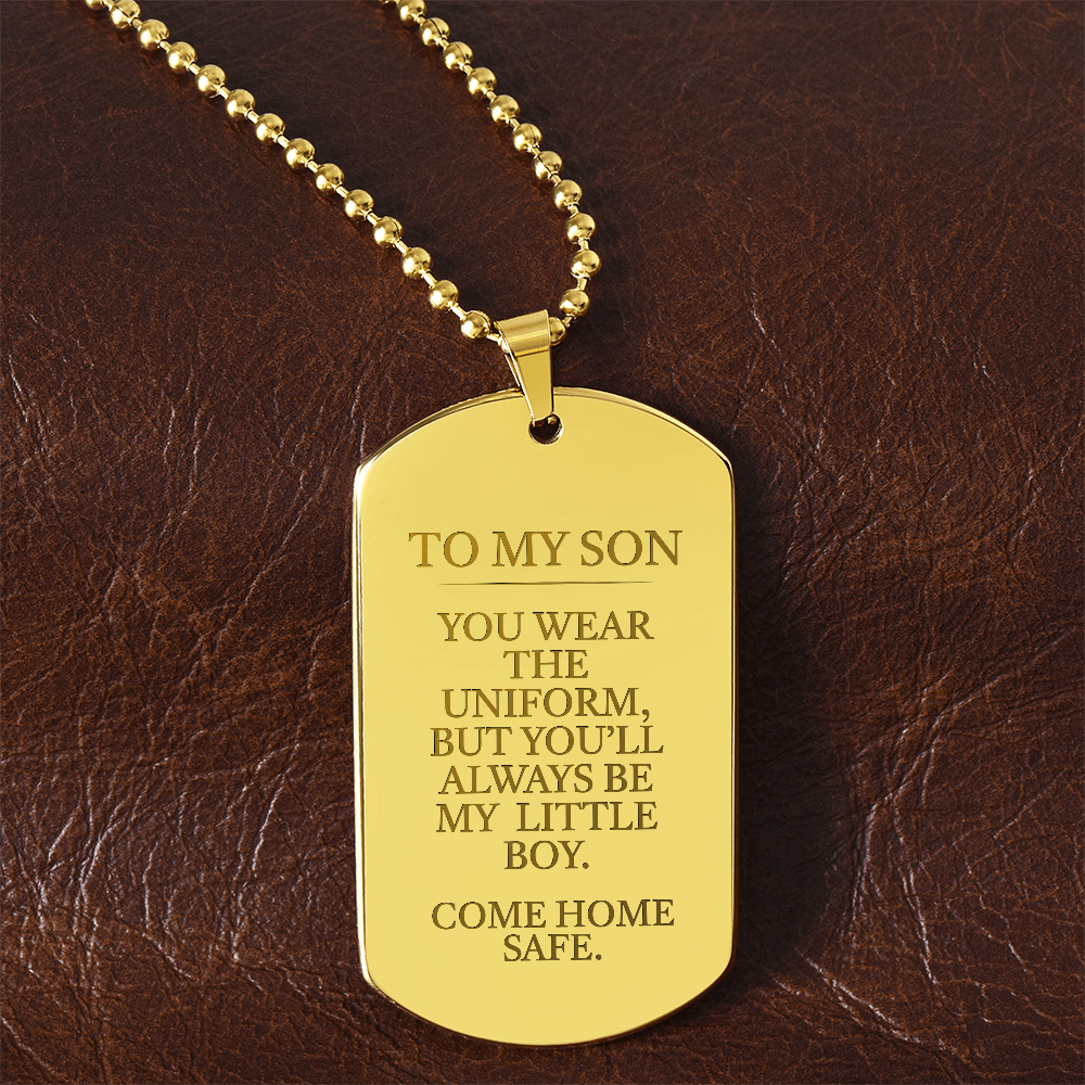 Come Home Safe - Military Son Engraved Dog Tag Necklace