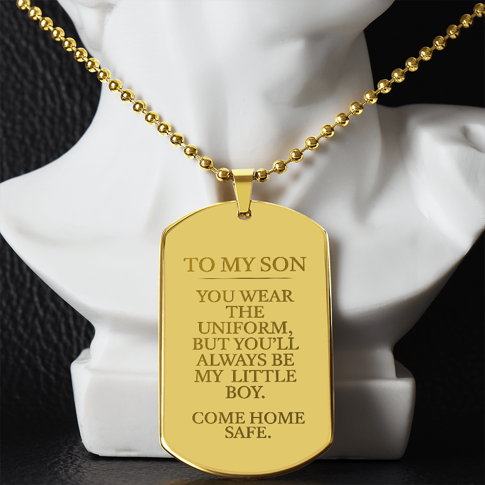 Come Home Safe - Military Son Engraved Dog Tag Necklace