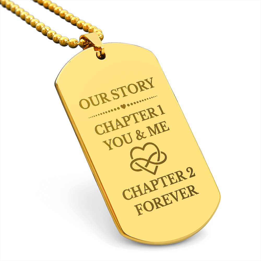 Our Story Engraved Dog Tag Necklace