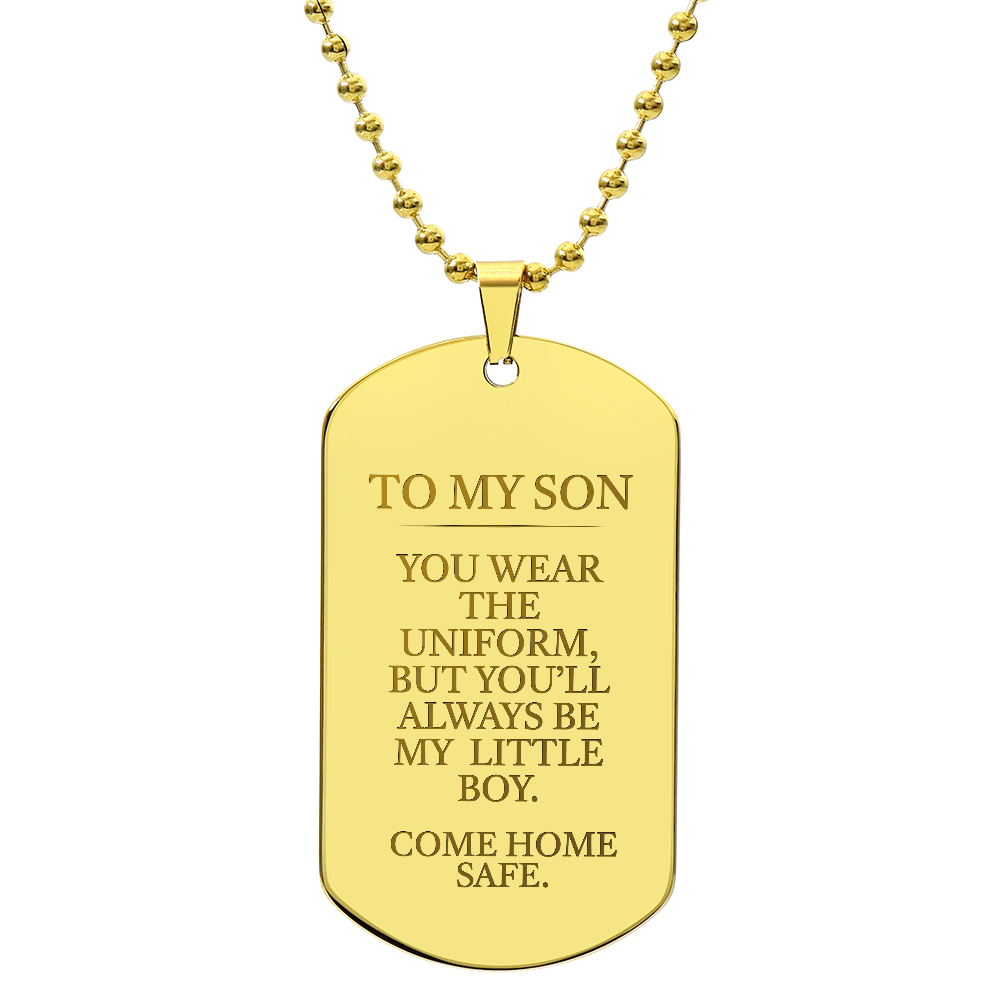 Come Home Safe - Military Son Engraved Dog Tag Necklace
