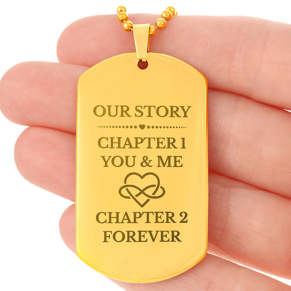 Our Story Engraved Dog Tag Necklace