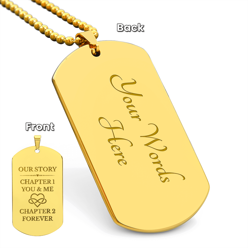 Our Story Engraved Dog Tag Necklace