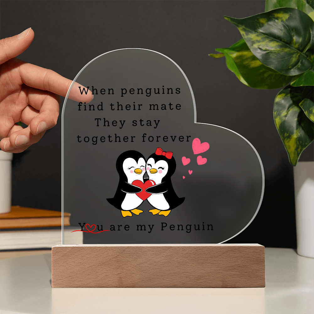 Forever My Penguin: A Love That Lasts Heart Acrylic Plaque, Gift for Her, Valentine's Day Gift