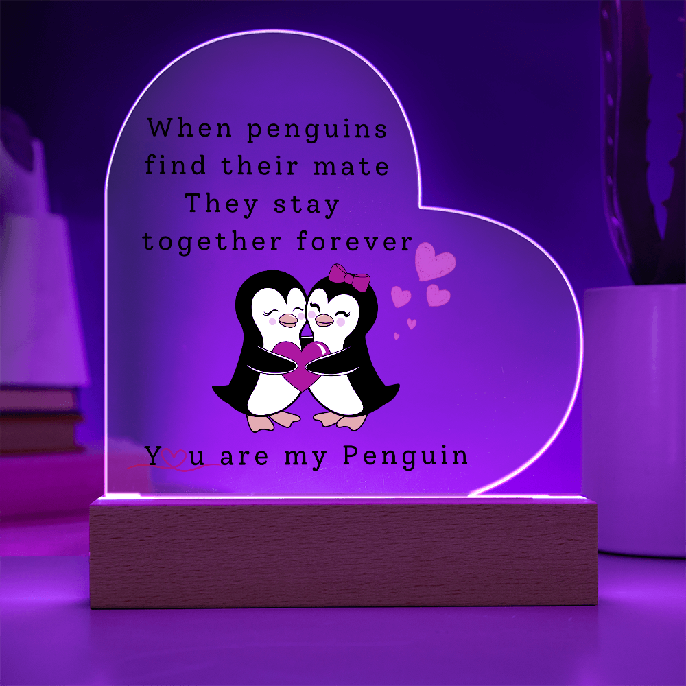 Forever My Penguin: A Love That Lasts Heart Acrylic Plaque, Gift for Her, Valentine's Day Gift