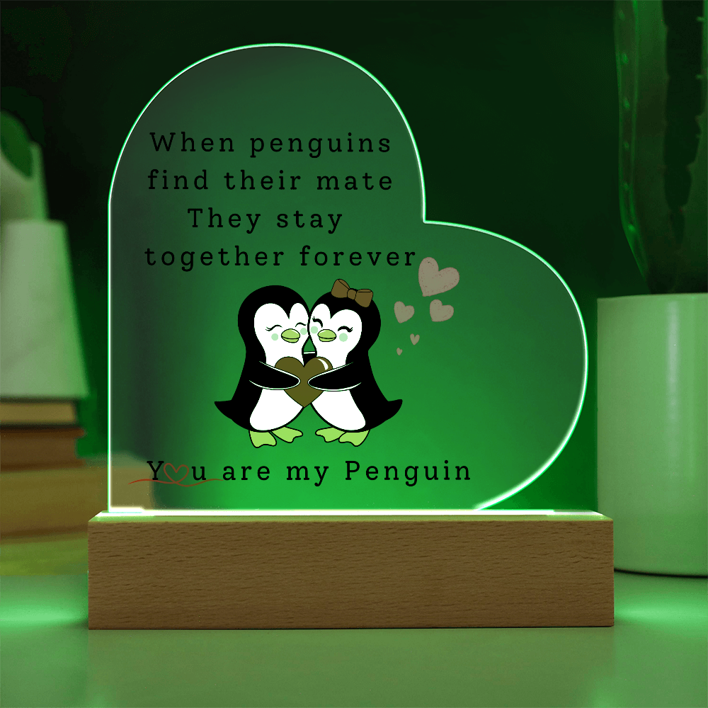 Forever My Penguin: A Love That Lasts Heart Acrylic Plaque, Gift for Her, Valentine's Day Gift