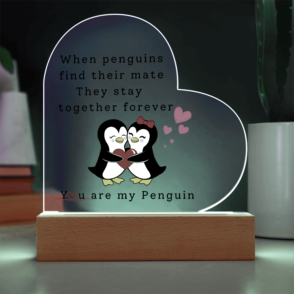 Forever My Penguin: A Love That Lasts Heart Acrylic Plaque, Gift for Her, Valentine's Day Gift