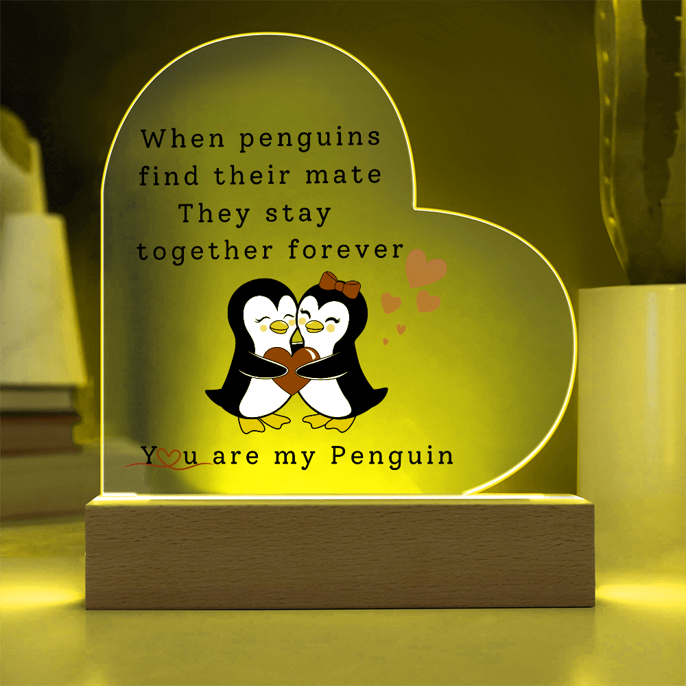 Forever My Penguin: A Love That Lasts Heart Acrylic Plaque, Gift for Her, Valentine's Day Gift