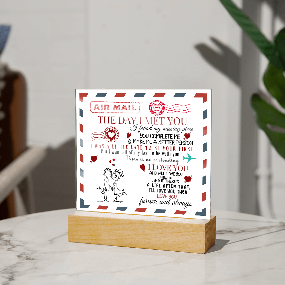 Square Acrylic Plaque - Forever and Always - Valentines Day Gift