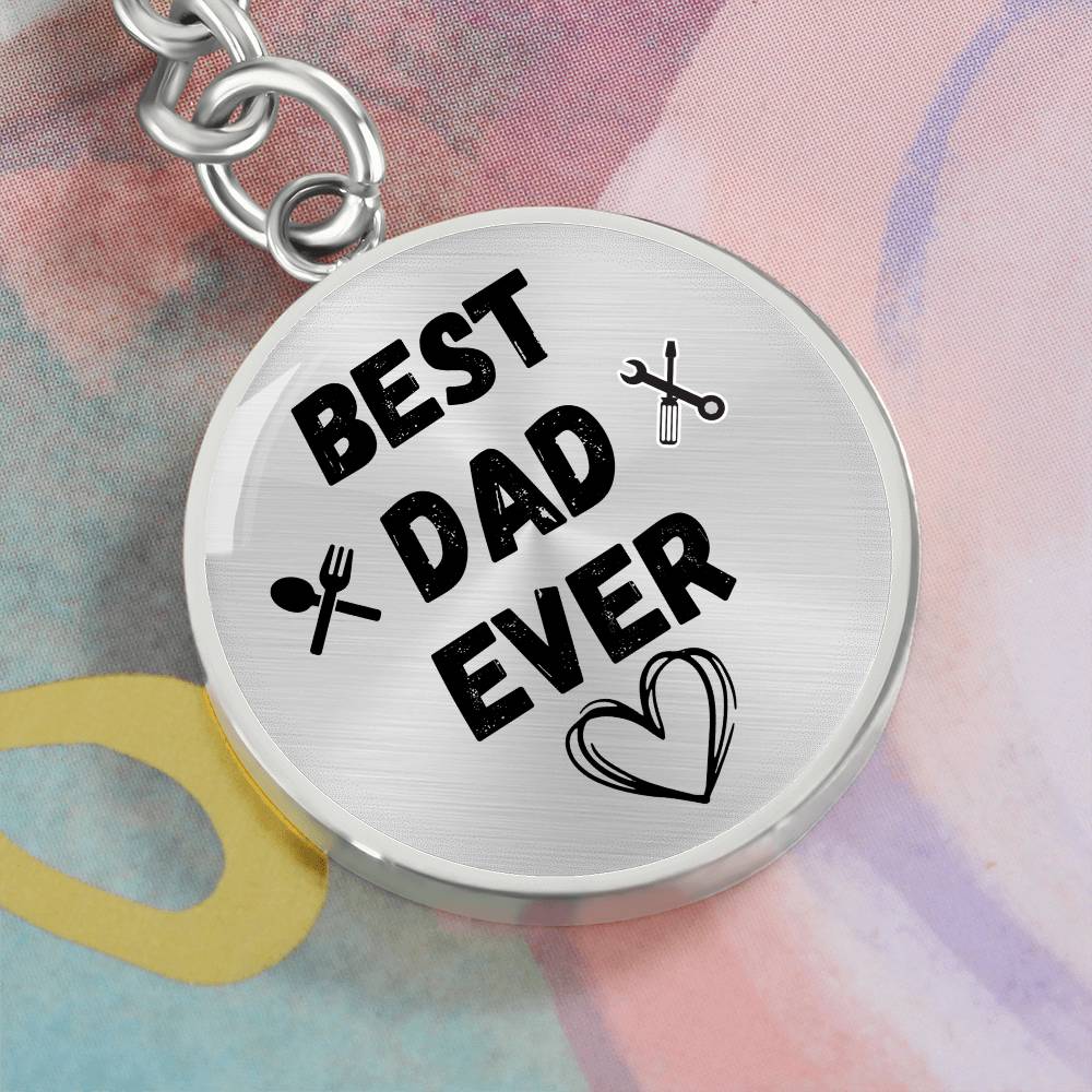Best Dad Ever Graphic Circle Keychain, Gift for Dad from Son Daughter