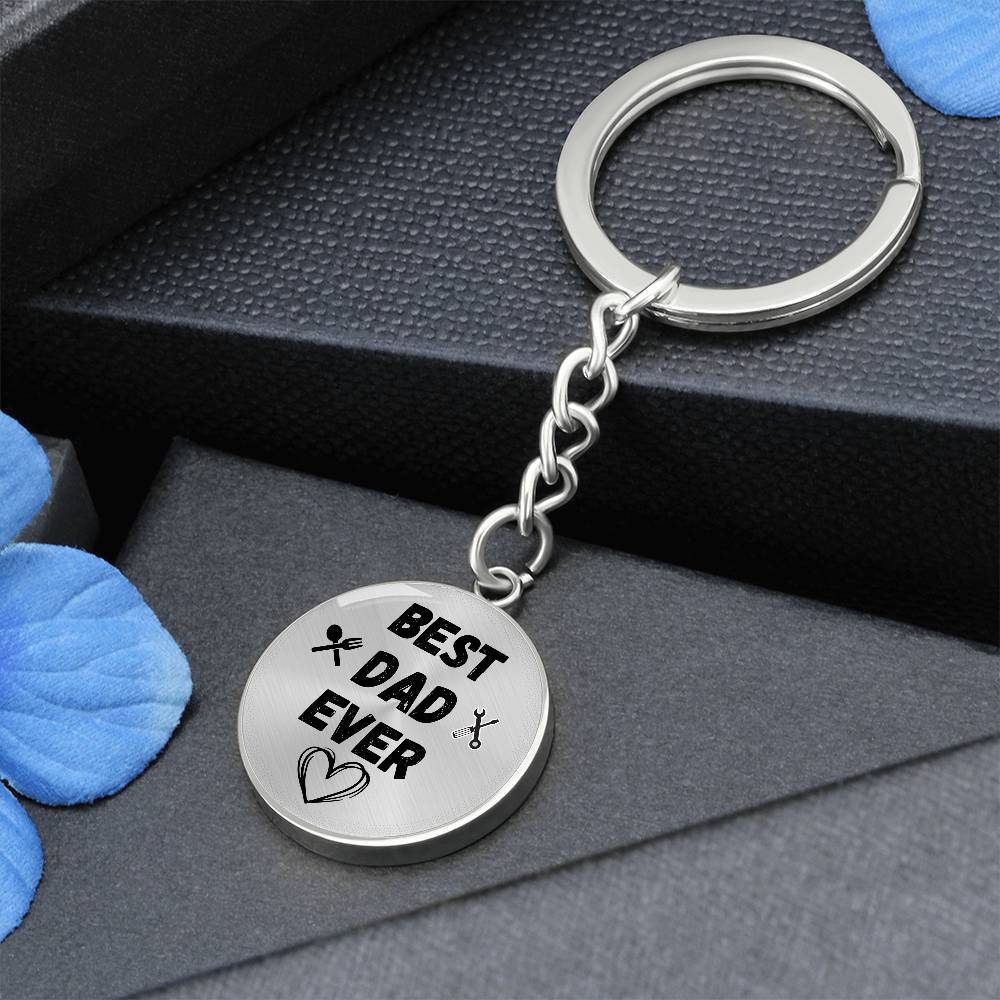 Best Dad Ever Graphic Circle Keychain, Gift for Dad from Son Daughter
