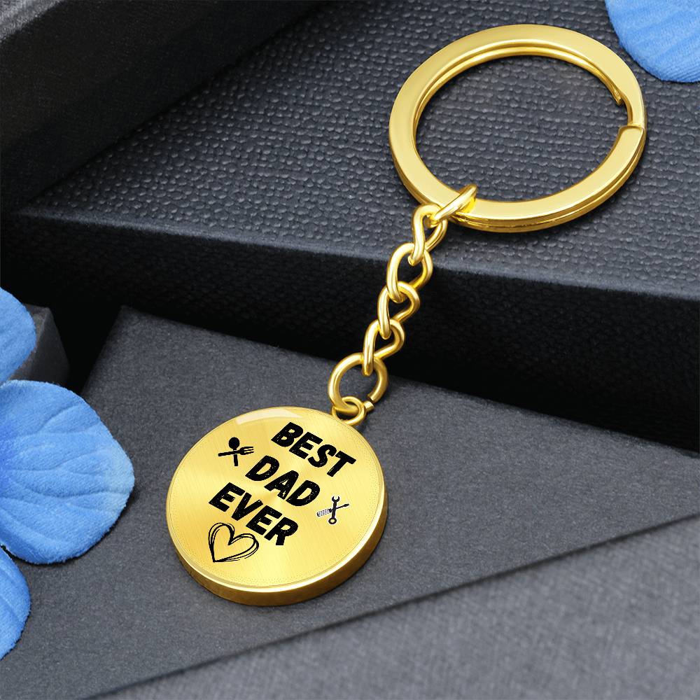 Best Dad Ever Graphic Circle Keychain, Gift for Dad from Son Daughter