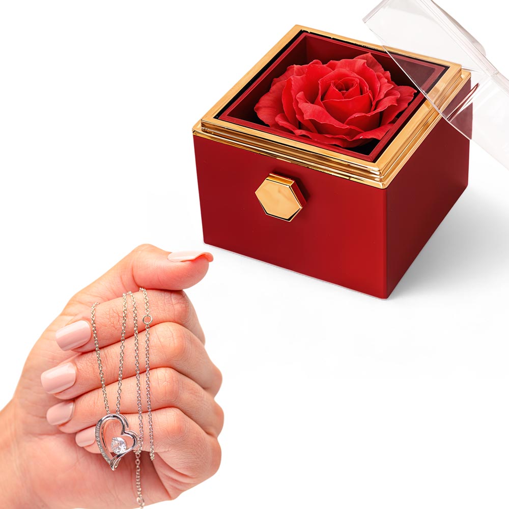Rotating Rose Box - Forever Love Necklace