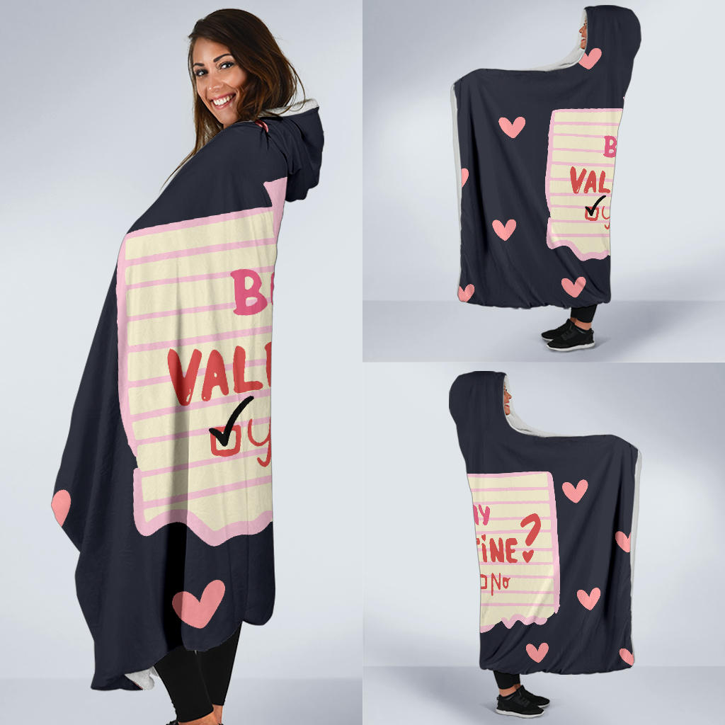 Be My Valentine Note Hooded Blanket