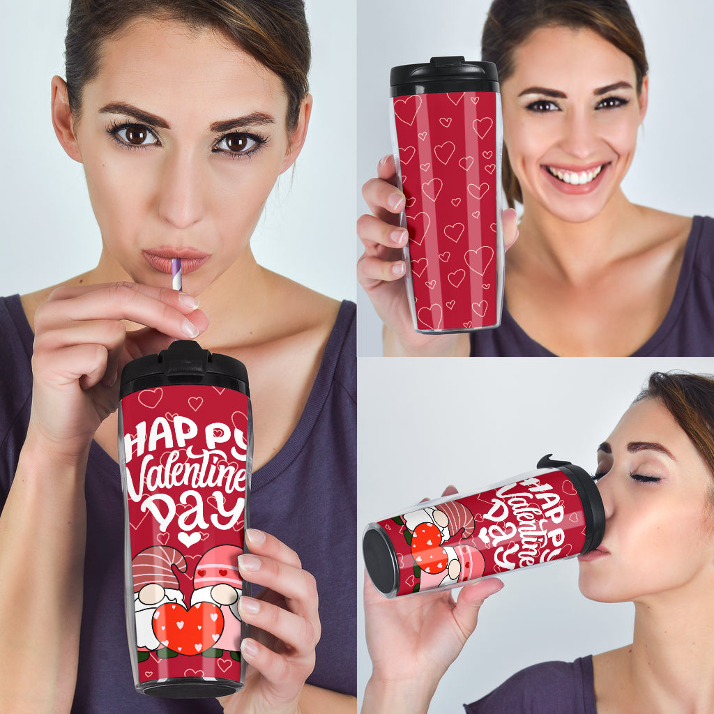 Happy Valentines Day Gnome Couple Reusable Coffee Cup