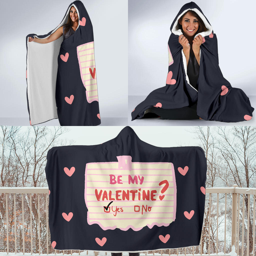 Be My Valentine Note Hooded Blanket