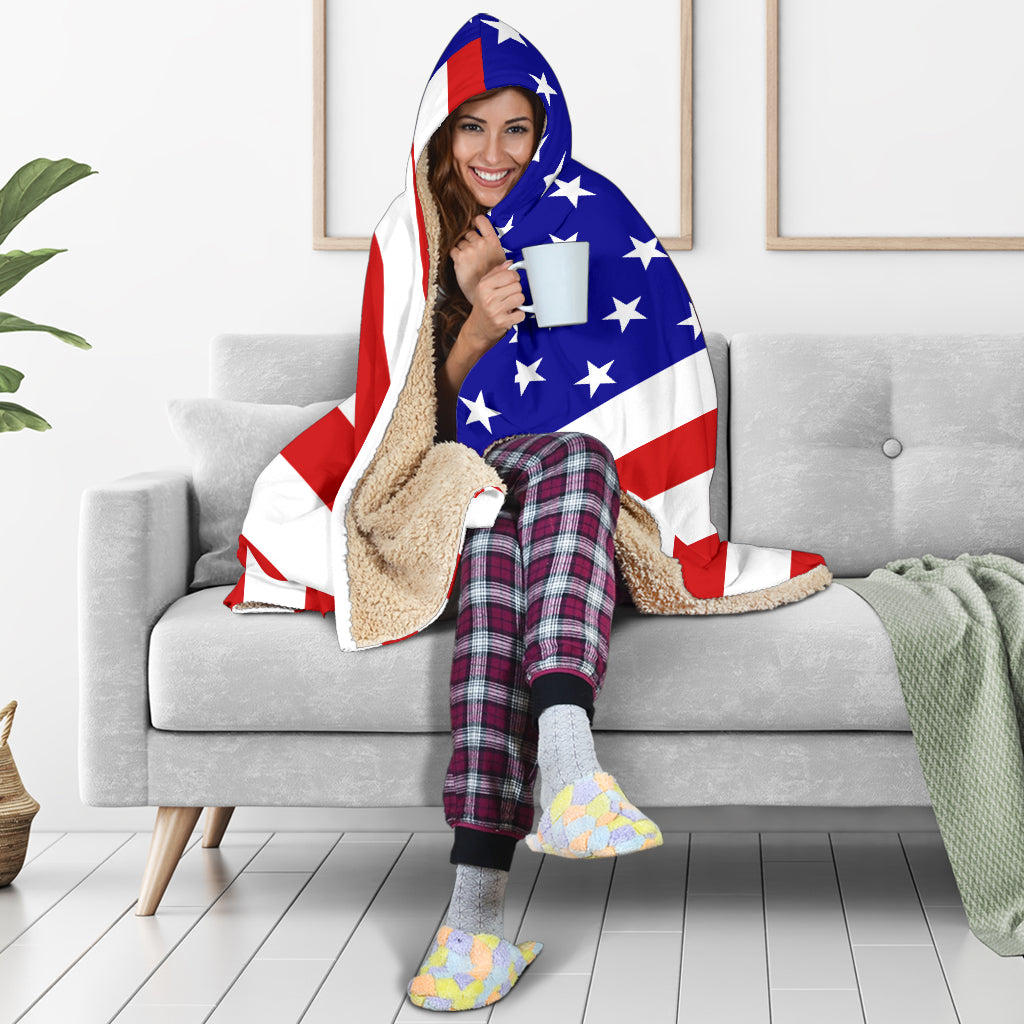 Youth/Adult Size American Flag Hooded Blanket