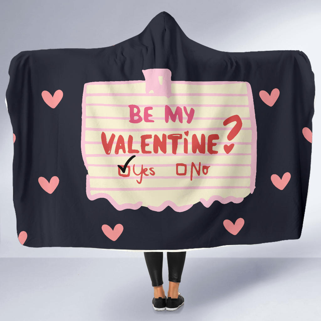 Be My Valentine Note Hooded Blanket