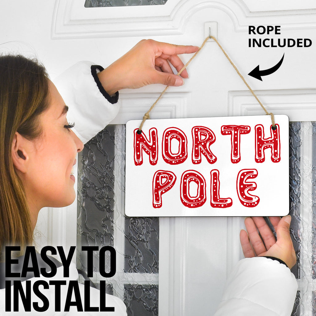 North Pole Hanging Door Sign
