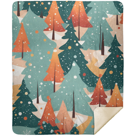 Snowy Pine Tree Premium Sherpa Blanket 50x60